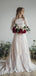 Mangas Longas Modestas Vestidos de Noiva de linha A Online, Vestidos baratos de noiva de praia, WD479