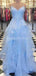 Folho de tiras de espaguete vestidos de baile para os estudantes da tarde longos azuis, vestidos de baile para os estudantes partidários da tarde, 12227