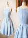 Simples Esparguete Azul Claro faixas curtas Vestidos de boas-vindas Sob 100, CM387