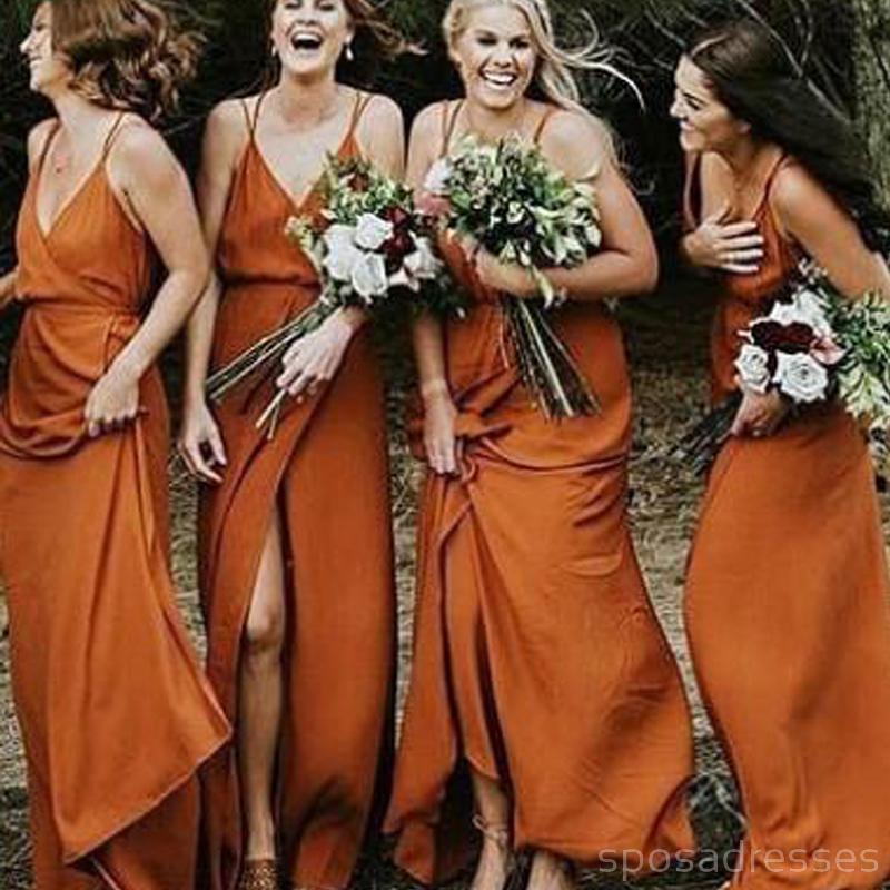 Σπαγγέτι λουράκια με καυτό πορτοκαλί φορέματα παράνυμφων σε απευθείας σύνδεση, WG267