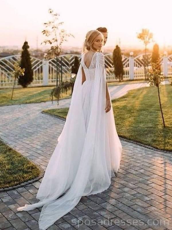 Unique Design beaded Beach Long Wedding Dresses Online, Cheap Bridal Dresses, WD529