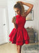 Modest alta pescoço vermelho barato Homecoming vestidos curtos on-line, CM652