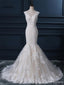 Δύο λουριά Β λαιμόκοψη Μαργαριτάρια διακοσμημένο με χάντρες γαμήλια νυφικά φορέματα γοργόνων δαντελλών, φτηνά επί παραγγελία γαμήλια νυφικά φορέματα, WD273