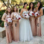 Incompatíveis Ouro Rosa com Paetês Sereia Longo Baratos Vestidos de Dama de honra Online, WG325