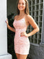 Sexy Backless Pink Lace Γοργόνα Φτηνές Homecoming Φορέματα Online, Φθηνά Κοντά Φορέματα Prom, CM801