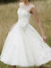 Simples Ilusão de Pescoço Baratos Vestidos de Noiva Curtos Online, WD365