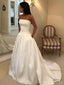 Strapless simples uma linha de vestidos de noiva de cetim on-line, vestidos de noiva baratos, WD513