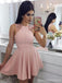 V Neck Dusty Pink Tulle Beaded Κοντά Homecoming Φορέματα Online, Φθηνά Κοντά Φορέματα Prom, CM845