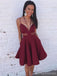 Vermelho escuro Única, Simples, Barato Curto Homecoming Dresses Online, CM528