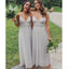 Spahgetti correias vestidos de dama de honra longos de tule cinza on-line, vestidos de dama de honra baratos, WG734