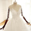 Long Sleeve V Neck Lace Long Cheap Custom Wedding Dresses, WD295